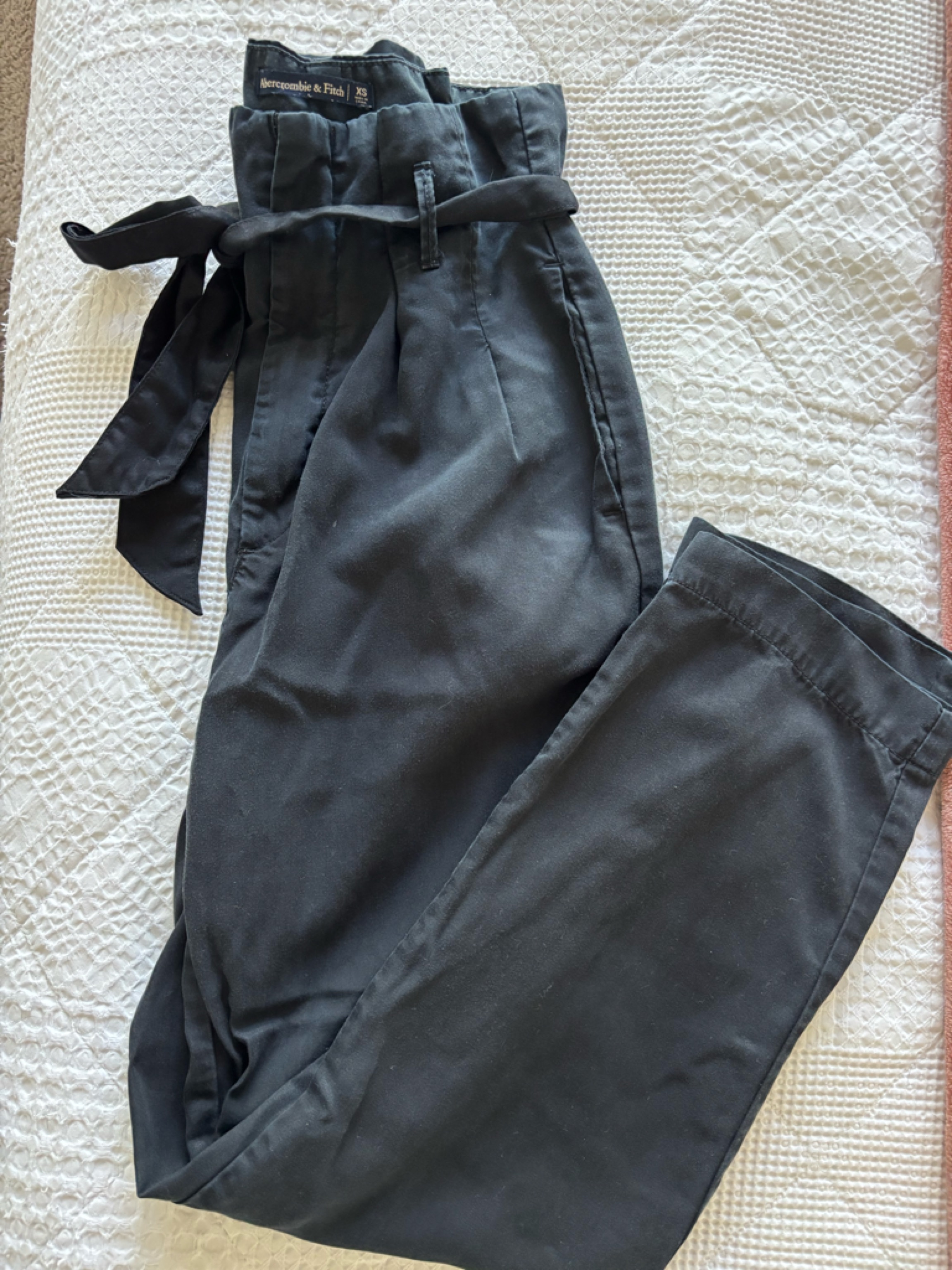 Abercrombie & Fitch Black Paperbag Waist Dress Pants